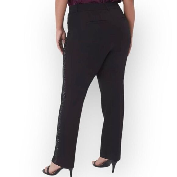 Lane Bryant Signature Fit Sequin Side Tape The Perfect Drape Straight Pant 24 - Picture 2 of 9